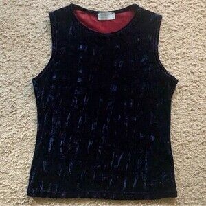 Fashion Express Crackle Velvet Tank Top Blue Red Y2K Euro Style